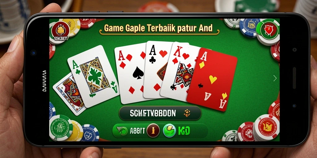 Tampilan gameplay seru permainan Gaple di 55KBET.