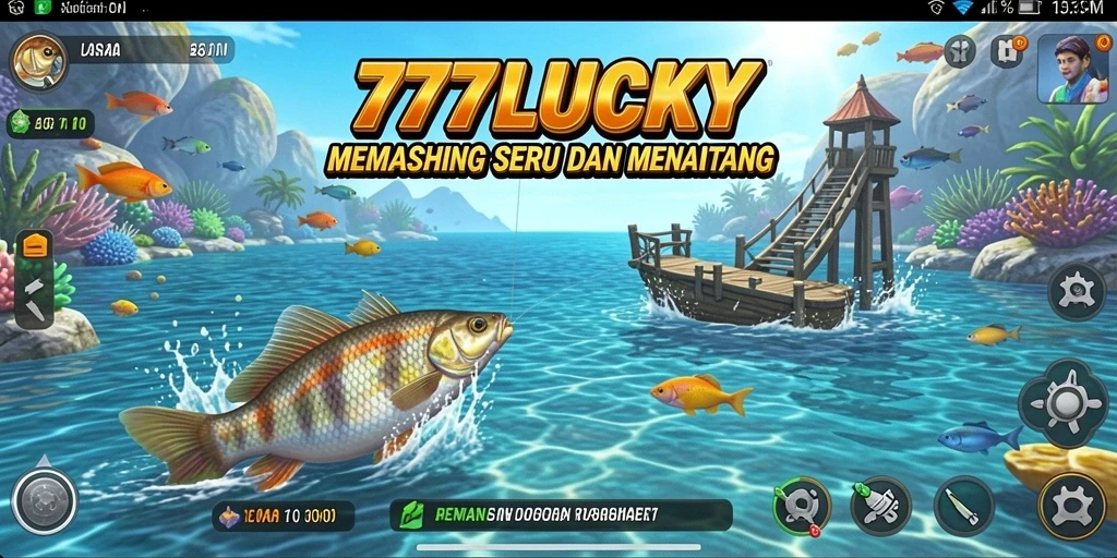 Tangkapan ikan berwarna-warni dalam gameplay 777LUCKY.