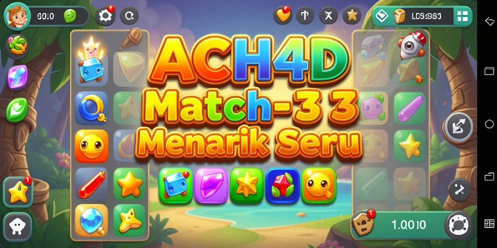 Tangkapan layar utama ACEH4D menampilkan gameplay Match-3 yang seru dan menarik.