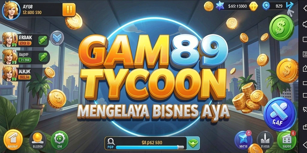 Screenshot gameplay AYU89 yang menampilkan pengelolaan bisnis Tycoon.