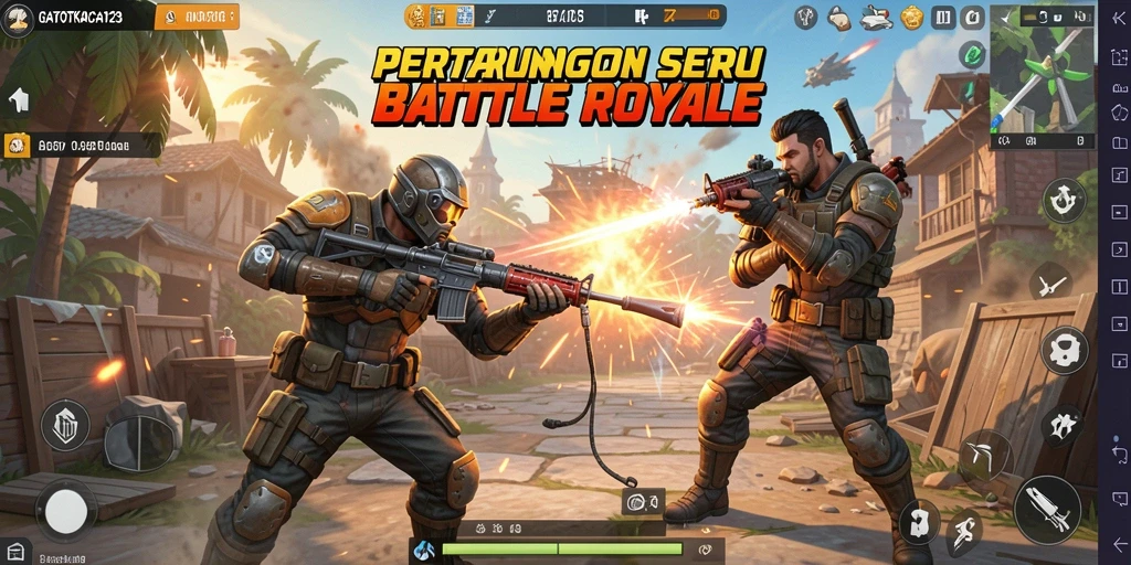 Gameplay menegangkan GATOTKACA123 dalam aksi Battle Royale.