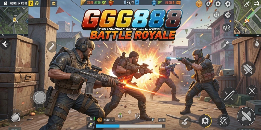 Tampilan gameplay seru di GGG888 dengan aksi Battle Royale.