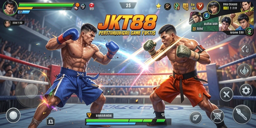 Gameplay JKT88 menampilkan pertarungan seru antar karakter unik.
