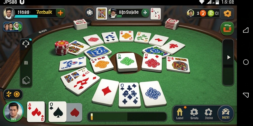 Screenshot gameplay seru dari JPS88 yang menunjukkan suasana Gaple.