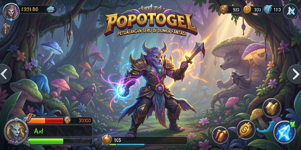 Screenshot gameplay RPG dengan karakter dan monster.