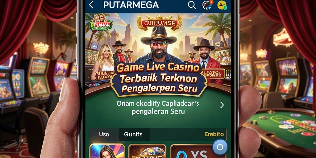Screenshot gameplay PUTARMEGA menampilkan dealer langsung dan suasana kasino yang dinamis.
