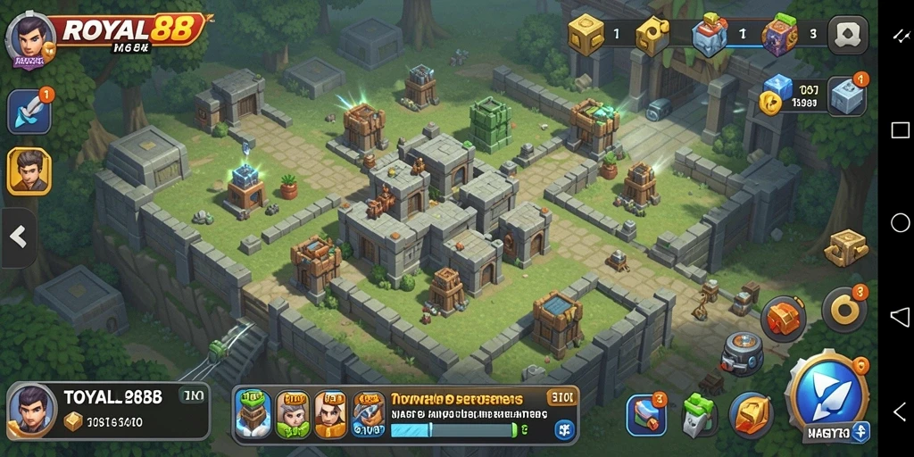 Tampilan gameplay menegangkan di ROYAL88 dengan strategi menara yang menarik.