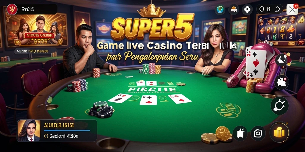Tampilan gameplay LIVE di SUPER5 dengan dealer profesional.