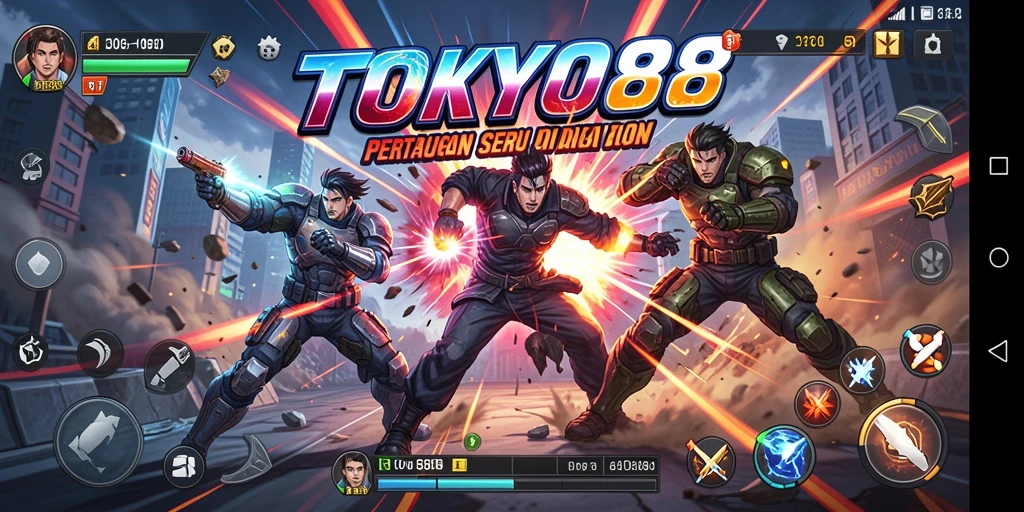 Tampilan gameplay seru dengan aksi pertarungan yang intens.