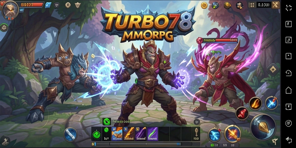 Screenshot dari gameplay TURBO78 yang menampilkan pertarungan seru dan dunia luas.