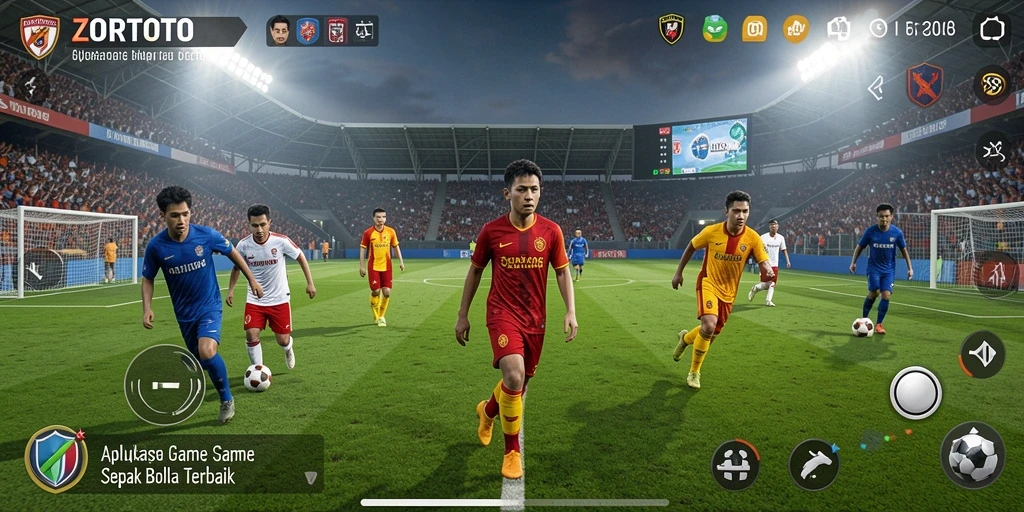 Screenshot ZORTOTO yang menunjukkan aksi seru dalam permainan sepak bola.
